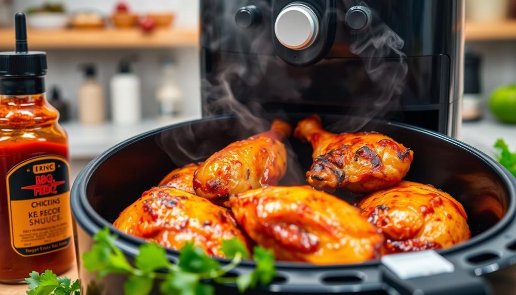 Air Fryer BBQ Chicken Thighs Cooking Process