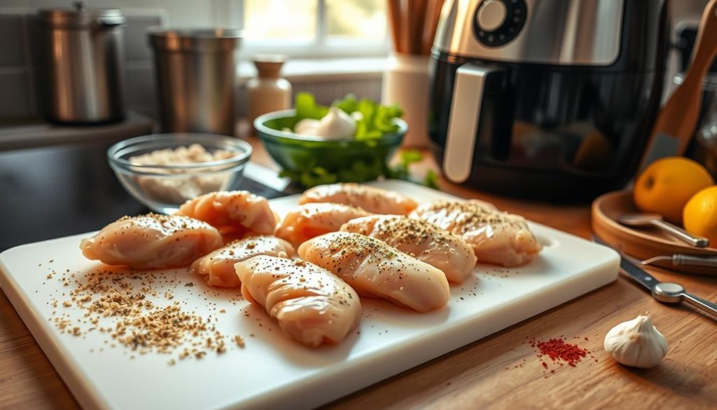 Air Fryer Chicken Cutlets Cooking Process