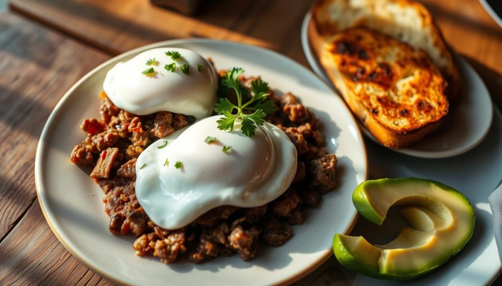 Corned Beef Hash and Eggs Presentation