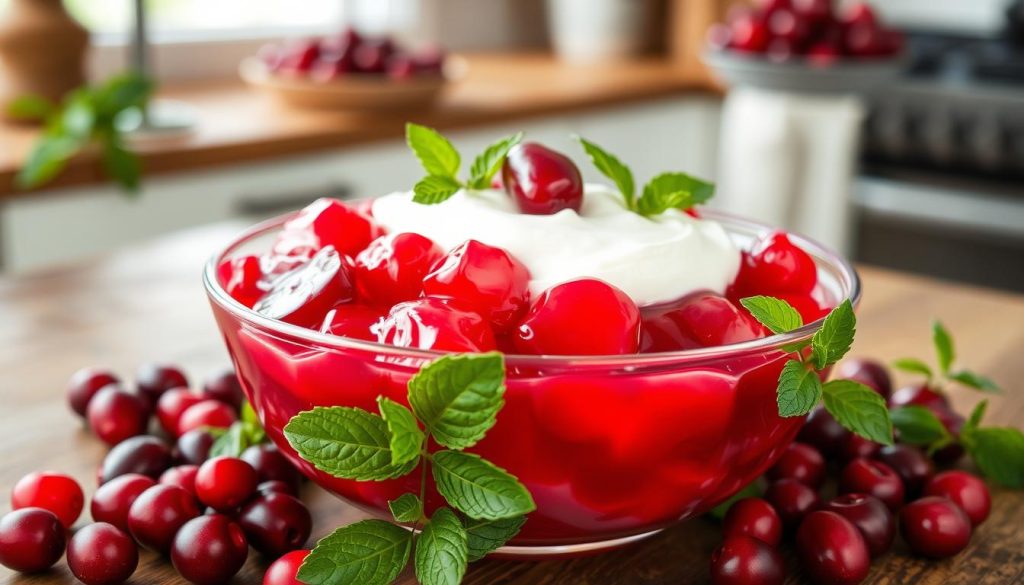 Cranberry Jello Salad with Cream Cheese topping recipe