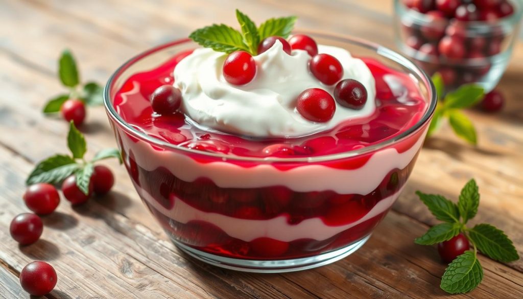 Cranberry Jello Salad with Cream Cheese topping recipe