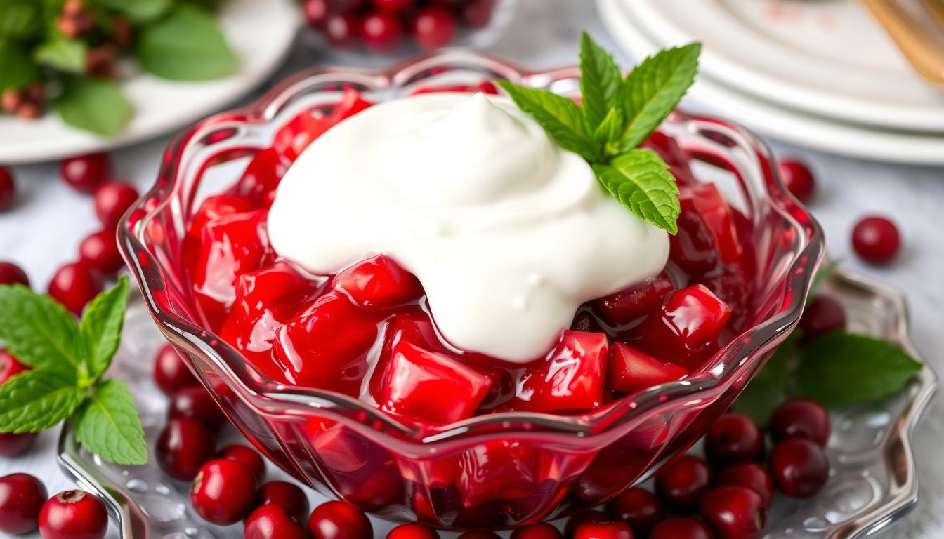 Cranberry Jello Salad with Cream Cheese topping recipe