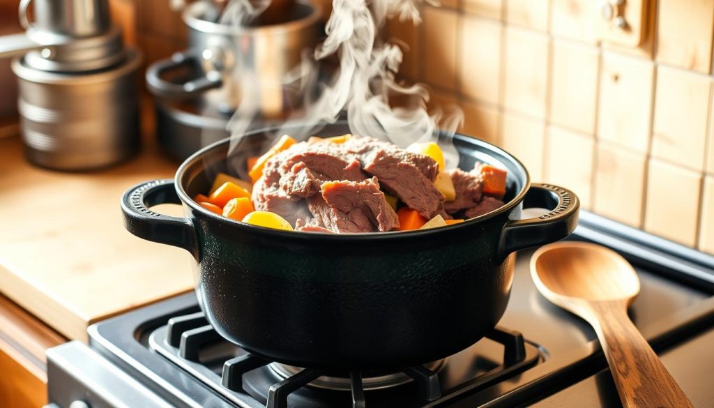 Dutch Oven Corned Beef Cooking Process