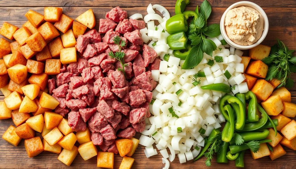 Ingredients for Corned Beef and Potato Hash