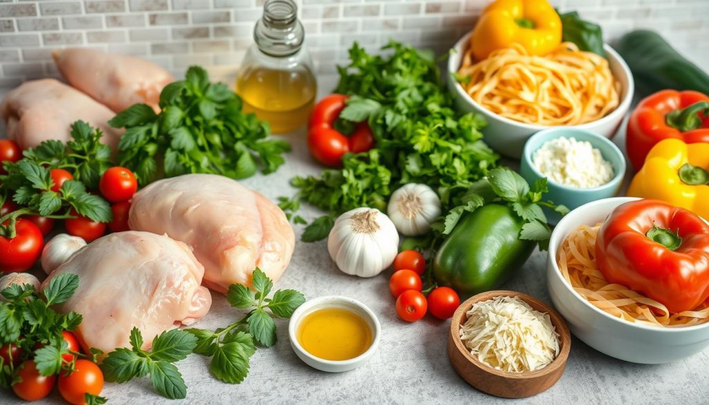 Ingredients for Crispy Pan Seared Chicken Thighs Pasta