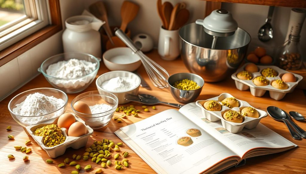 Kitchen Preparation for Pistachio Muffins