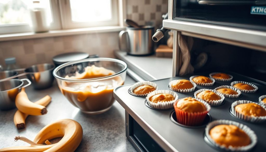 Moist Banana Muffins Baking Process