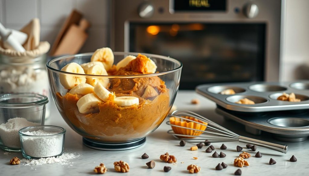 Pumpkin Banana Muffin Baking Process