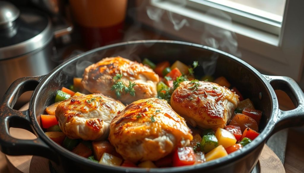 Serving Dutch Oven Chicken Thighs