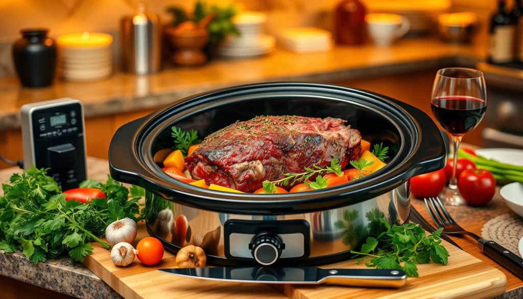 Slow Cooker Prime Rib Setup