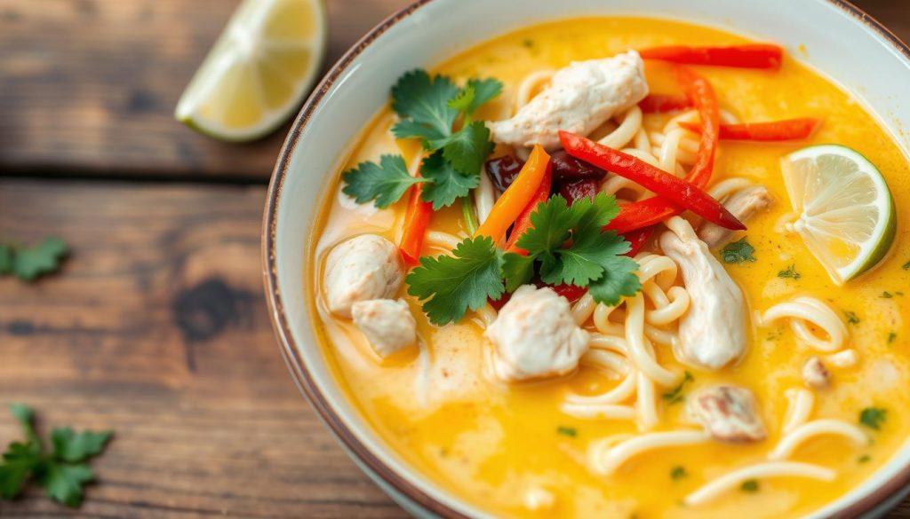 Thai curry chicken noodle soup