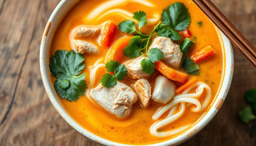 Thai curry chicken noodle soup