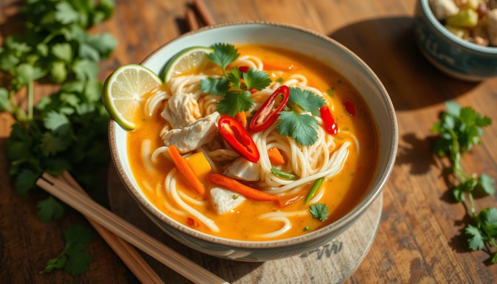 Thai curry chicken noodle soup