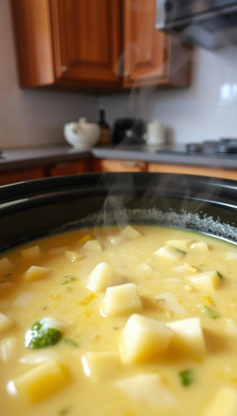 Crockpot Potato Broccoli Cheddar Soup recipe